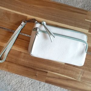White and Blue Wristlet/Clutch